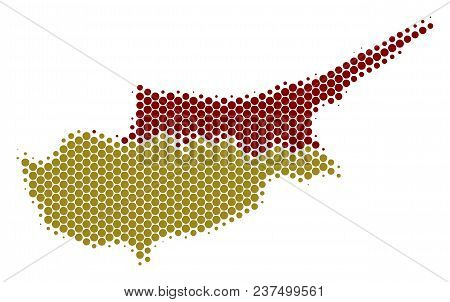 Halftone Dotted Cyprus Countries Map. Vector Geographic Map On A White Background. Vector Mosaic Of 