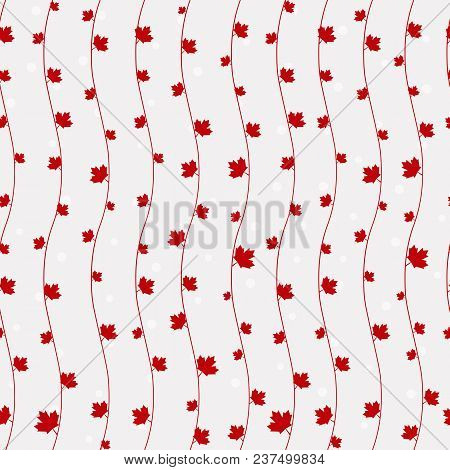 Seamless Colorful Background Of Red Maple Leaves For The Victoria Day Or Canada Day.