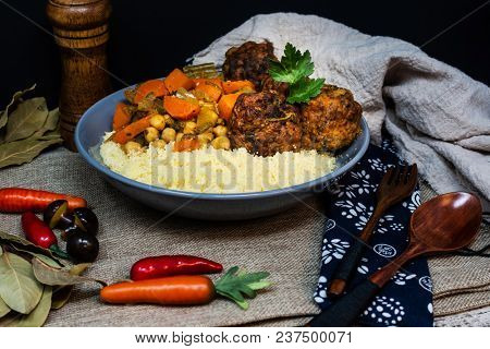 Moroccan beef kefta meatballs meatball and semolina