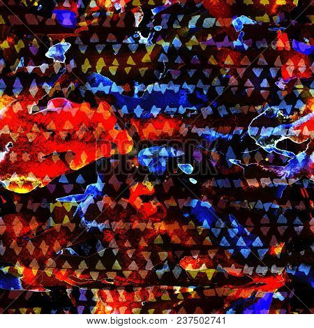Triangle Pattern. Pink And Blue Geometry Background. Tracery Hister Texture. Geometric Graphic Desig