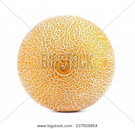 Cantaloupe Melon Isolated On White Background. Juicy And Sweet Cantaloupe Melon Isolated On White Ba