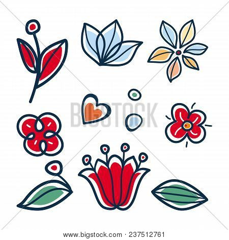 Florets Folk Art Pattern - Nordic, Scandinavian Style