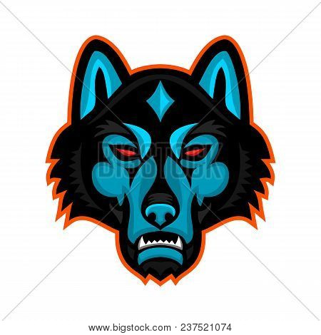 Mascot Icon Illustration Of Head Of A Gray Wolf Also Known As The Timber Wolf Or Western Wolf, Viewe