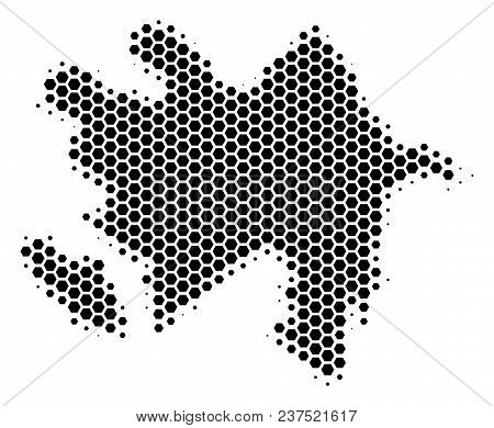 Halftone Hexagonal Azerbaijan Map. Vector Geographic Map On A White Background. Vector Concept Of Az