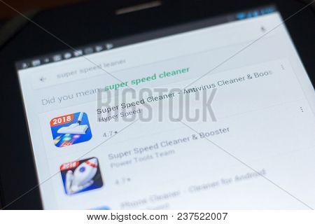 Ryazan, Russia - April 19, 2018 - Super Speed Cleaner Icon On The List Of Mobile Apps