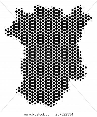Halftone Hexagon Chechnya Map. Vector Geographic Map On A White Background. Vector Mosaic Of Chechny