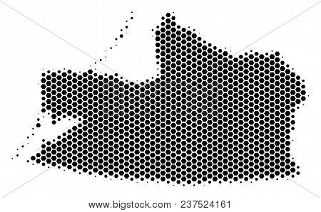Halftone Hexagon Kaliningrad Region Map. Vector Geographic Map On A White Background. Vector Concept