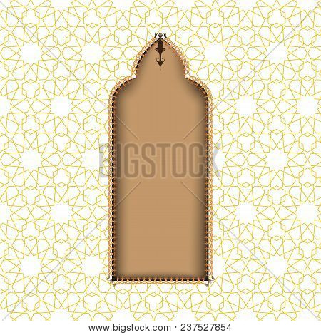 Greeting Card Or Cover For Ramadan With An Eastern Arch Style In Carving Empty Place For Your Design