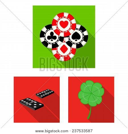 Casino And Equipment Flat Icons In Set Collection For Design. Gambling And Money Vector Symbol Stock