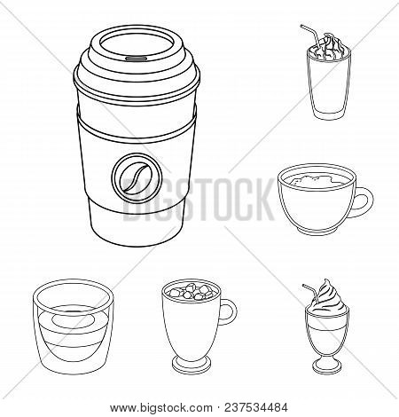 Different Kinds Of Coffee Outline Icons In Set Collection For Design. Coffee Drink Vector Symbol Sto