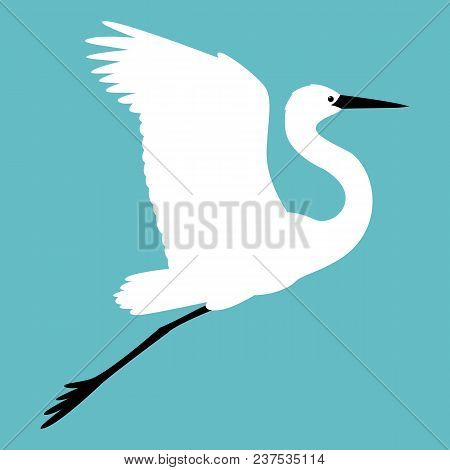 Bird Heron Vector Illustration Flat Style Profile Side