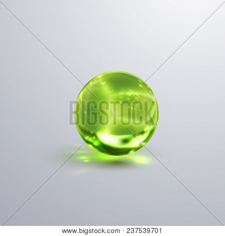 Glossy Cracked Crystal Sphere. Vector Illustration. Glossy Transparent Fractured Ball With Caustics 