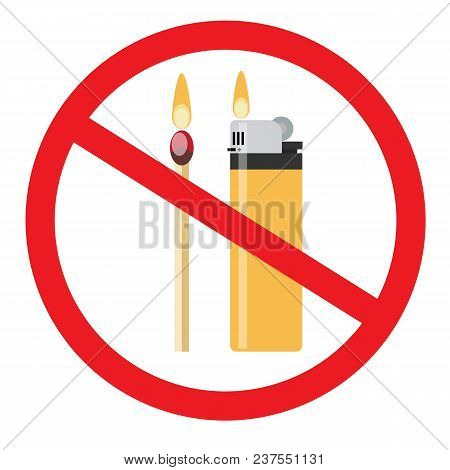 No Fire Vector Sign. Stock Flat Vector Illustration.