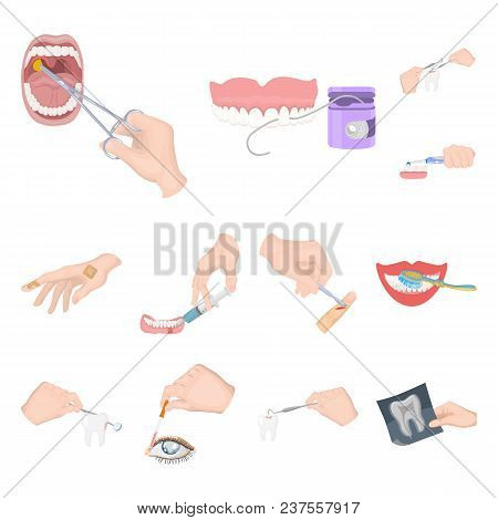Manipulation By Hands Cartoon Icons In Set Collection For Design. Hand Movement In Medicine Vector S
