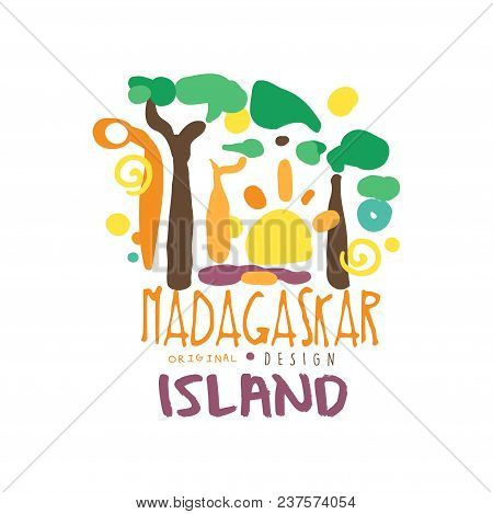 Madagaskar Island Logo Template Original Design, Exotic Summer Holiday Badge, Label For A Travel Age