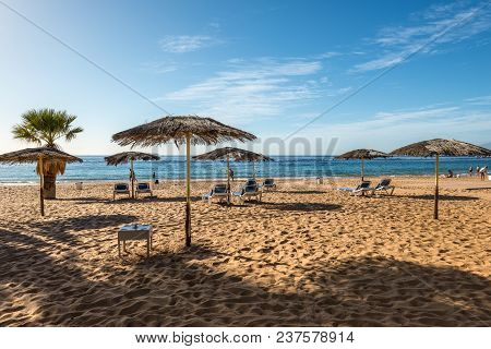 Santa Cruz De Tenerife, Canary Islands, Spain - Desember 11, 2016: Playa De Las Teresitas, A Famous 