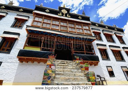 View On The Beautifully Sankar Gompa Buddhist Monastery In The Leh City In Ladakh, Jammu And Kashmir
