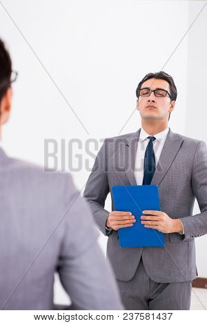 Politician planning speach in front of mirror