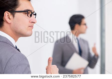 Politician planning speach in front of mirror