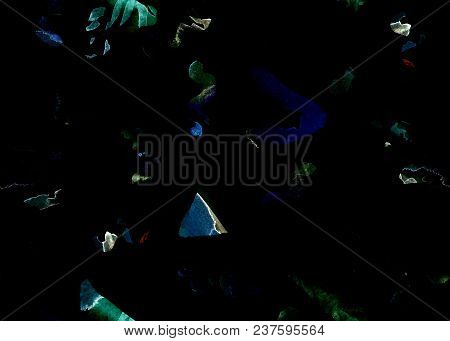 Triangle Pattern. Black, Blue And Green Geometry Background. Halftone Hister Texture. Geometric Grap