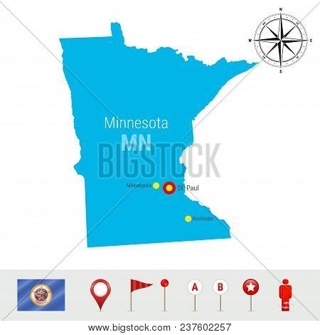 Minnesota Vector Map Isolated On White Background. High Detailed Silhouette Ofminnesota State. Vecto