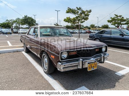 Nahariyya, Israel - April 21, 2018 : Old Dodge Dart Custom At The Exhibition Of Old Cars In The Park