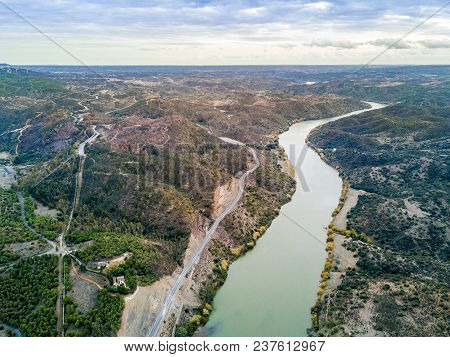Guadiana River In Hilly Alentejo, Portugal