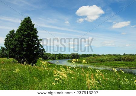 Colorful Lake View. Beautiful Lake View In Northern Ukraine - Polesia, Polesie Or Polesye.