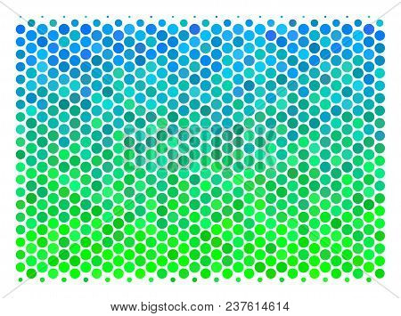 Halftone Circle Filled Rectange Icon. Icon In Green And Blue Shades On A White Background. Vector Co