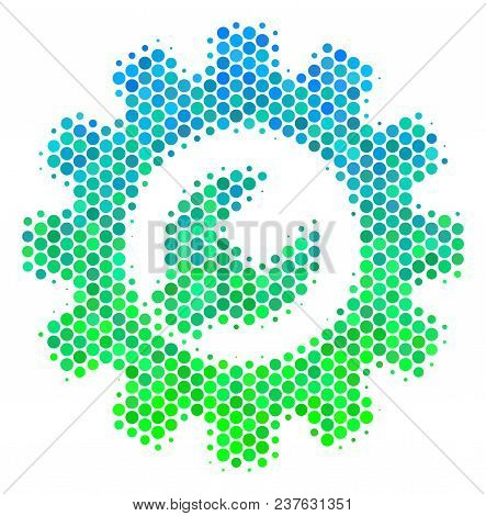 Halftone Dot Service Tools Icon. Icon In Green And Blue Color Tints On A White Background. Vector Co