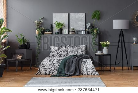 Bed With Floral Bedding