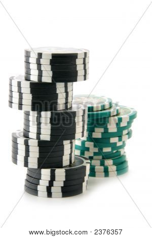 Twee stapels van Casino Chips