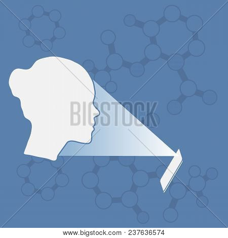 Illustration Of Recognition Of Female Face By Phone. Biometric Verification And Identification. New 