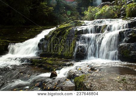 The McLean Falls on the Tautuku River in Catlins Forest Park