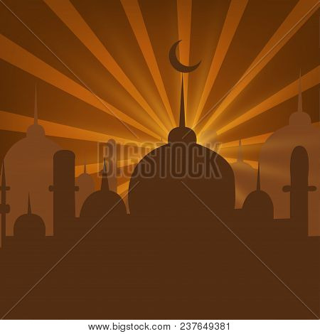 Ramadan Kareem Is A Beautiful Postcard. Arabic Background. The Uraza. Night Sky.