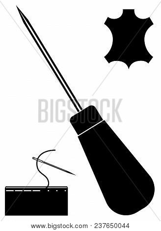 Awl, Needle, Leather Vector Icon Leather Working Tools