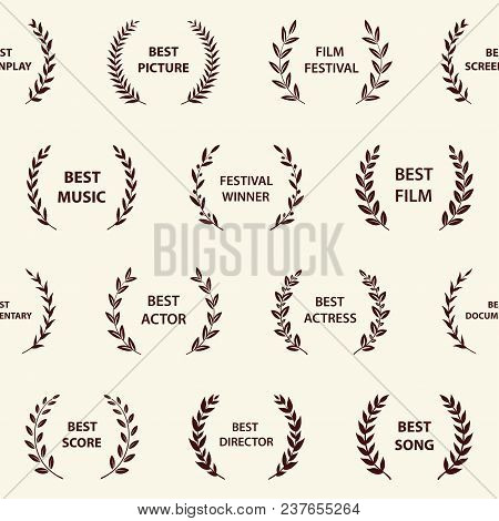 Film Award Wreaths. Seamless Pattern. Vector Illustration.