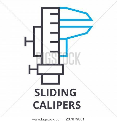 Sliding Calipers Thin Line Icon, Sign, Symbol, Illustation, Linear Concept Vector
