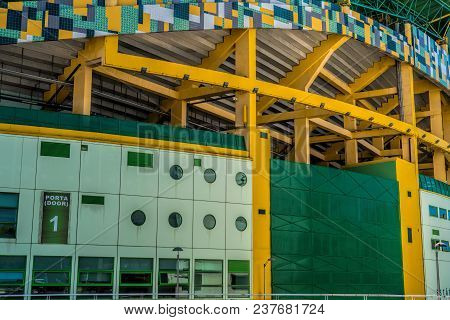 Lisbon, Portugal - April 18, 2018: Exterior Of The Stadium Jose Alvalade.  Home Stadium For The Spor