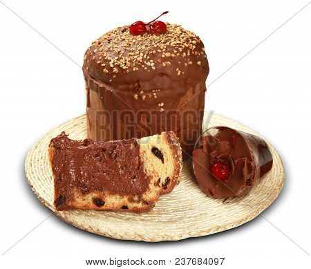 Panettone Of Chocolate Is The Traditional Italian Dessert For Christmas.