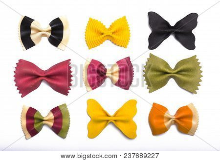 Handmade Multi-colored Paste In The Shape Of A Bow On A White Background Close-up