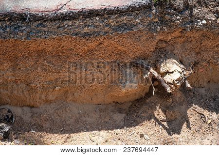 Layer Of Soil And Road Before Repairing