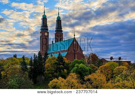 Colorful Fall Sunrise At Hogalid Church In The Sodermalm District Of Stockholm Sweden