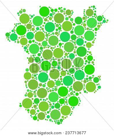 Chechnya Map Composition Of Scattered Dots In Variable Sizes And Green Color Tinges. Vector Dots Are