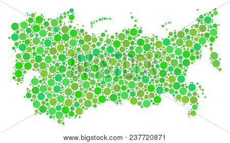 Ussr Map Composition Of Scattered Dots In Various Sizes And Fresh Green Color Hues. Vector Dots Are 