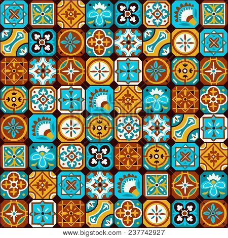 Bright Colorful Arabic Mosaic Pattern. Tiled Vector Background For Your Designs.