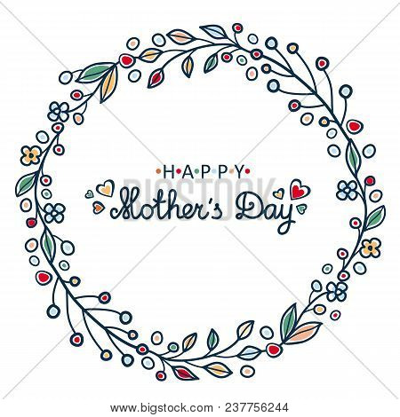 4209595 Mother's Day Greeting Card Template. Round Wreath