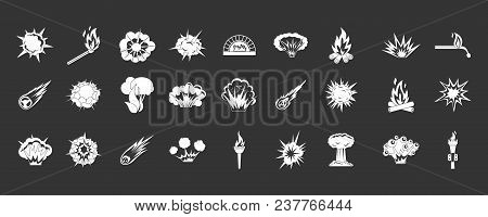 Fire Icon Set Vector White Isolated On Grey Background