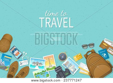Time To Travel, Vacation, Journey. Travel Planning, Preparing, Packing Check List, Booking Hotel. Сa