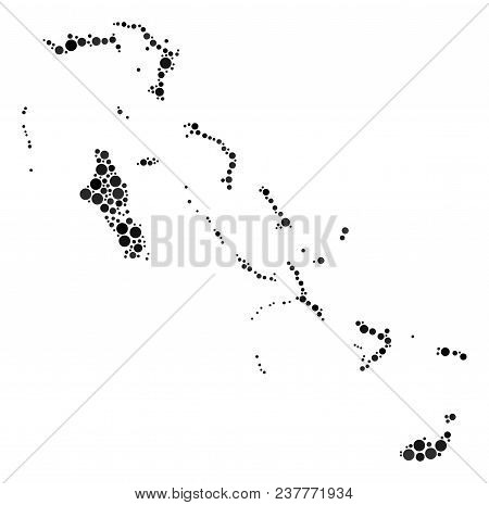 Bahamas Islands Map Collage Of Round Spots In Different Sizes. Random Round Elements Are United Into